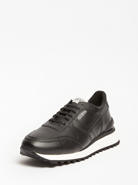 Guess črni Tekaški Copati Varese Iz Pravega Usnja