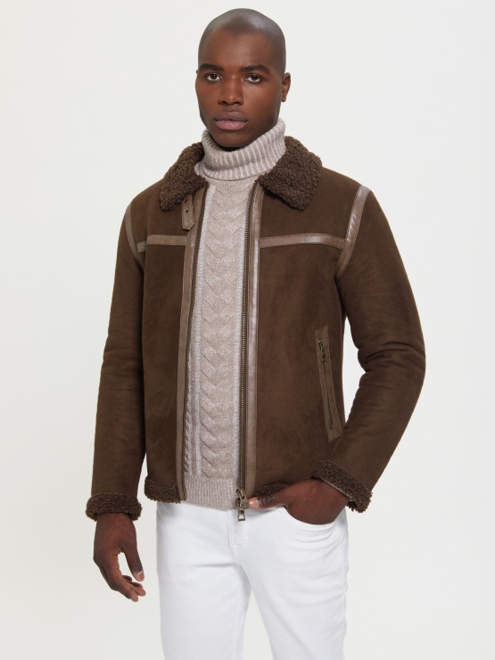 Umetna Strižena Jakna Guess Rjava