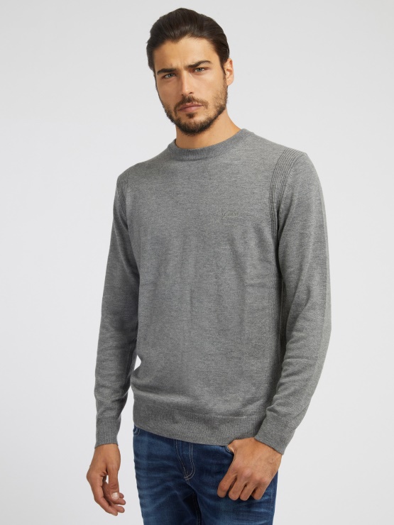 Pulover Z Okroglim Izrezom, Siv Guess