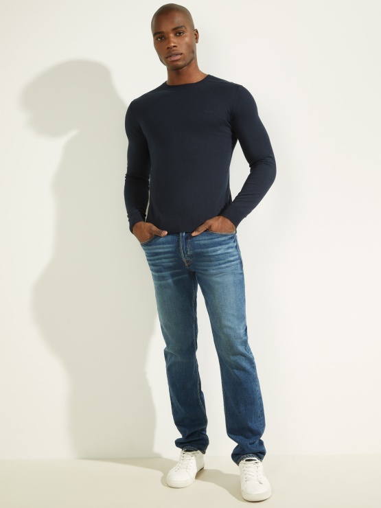 Pulover Z Okroglim Izrezom, Moder Guess