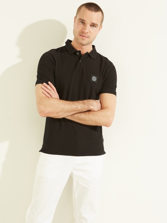 Polo Majica Z Logotipom Guess Black