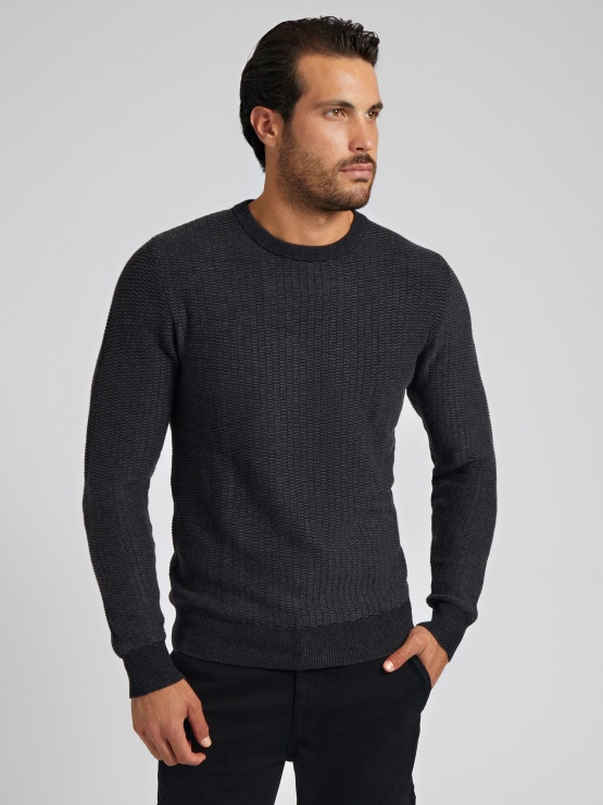 črn Pulover Iz Mešanice Volne Guess