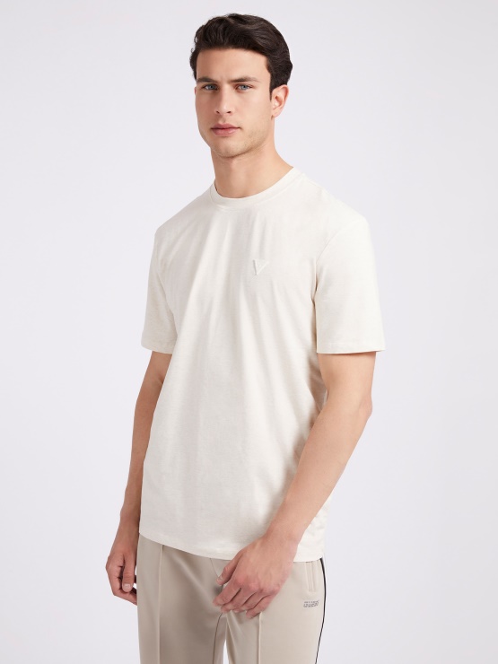 Bela Majica Z Več Stranskimi Logotipi Guess