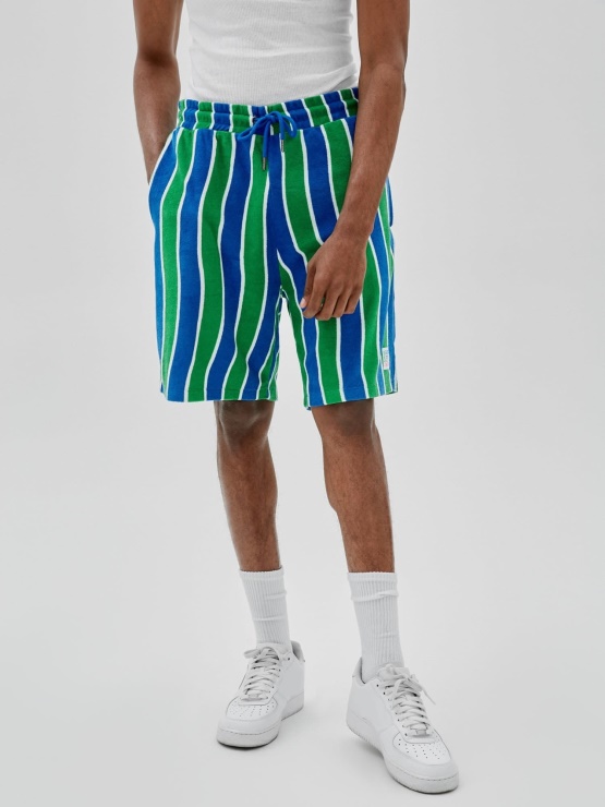 Guess Zelene Kratke Hlače Z Več črtami