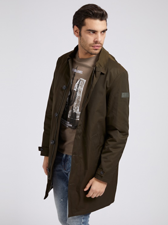 Guess Plašč Iz Keperja Rjav