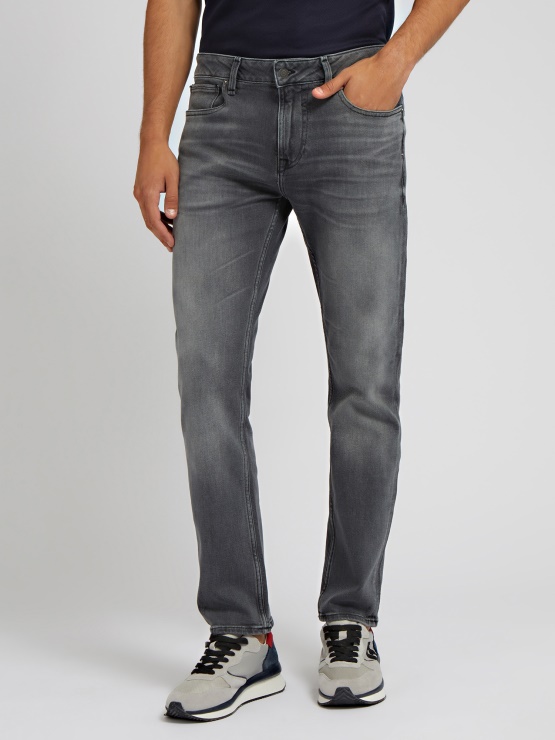 črne Denim Hlače Guess Slim Fit