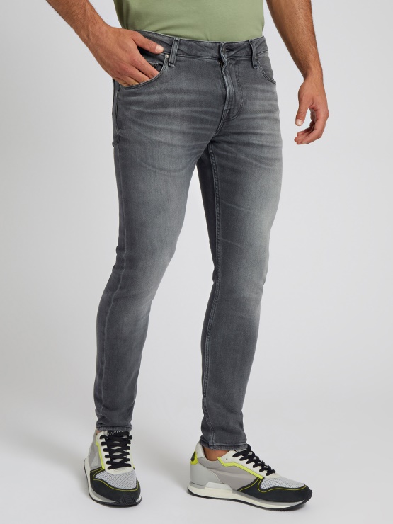 črne Skinny Fit Denim Hlače Guess
