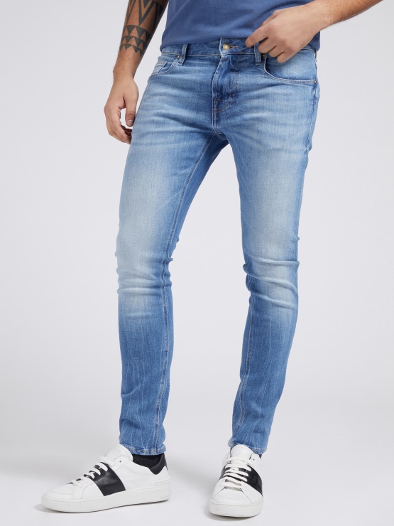 Guess Modre Super Skinny Fit Denim Hlače Nov Trend