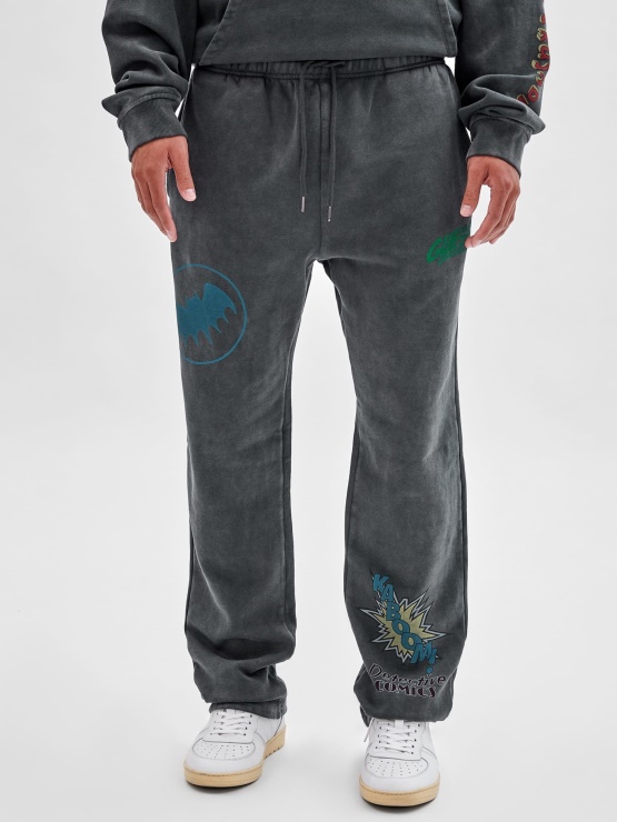 Guess črne Jogger Hlače S Potiskom Batmana