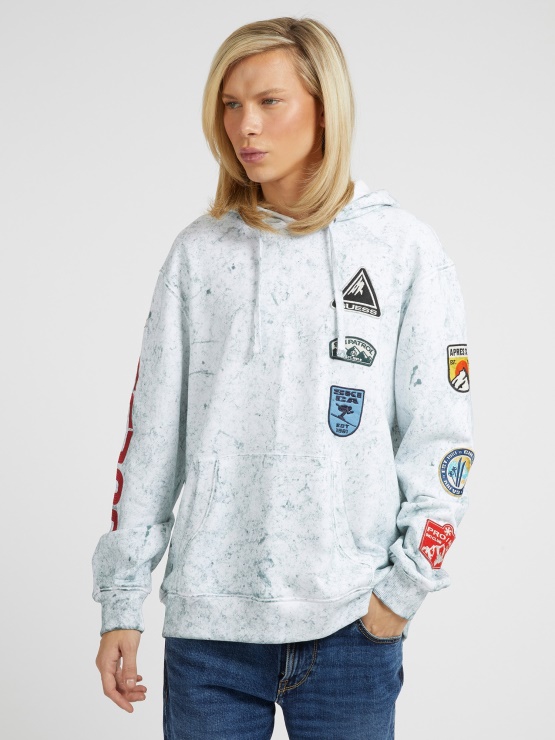 Bel Pulover Z Več Izvezenimi Našitki Guess