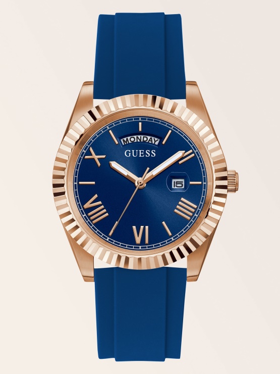 Bela Jeklena Koledarska Ura Guess