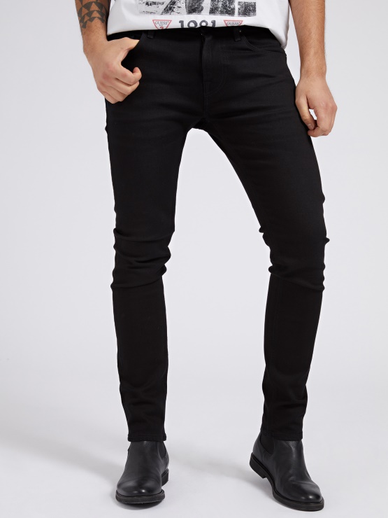 črne Guess Super Skinny Fit Denim Hlače