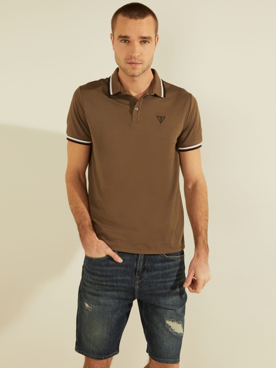Guess Logo Triangle Polo Majica Rjava