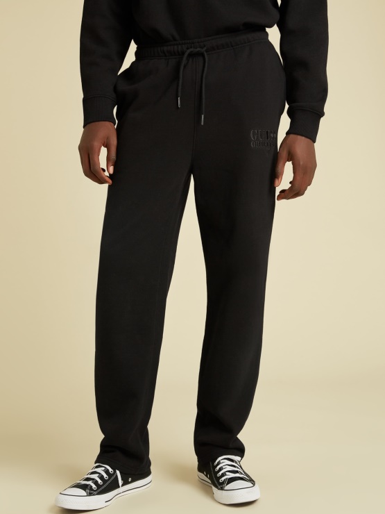 Guess črne Tekaške Hlače Z Logotipom