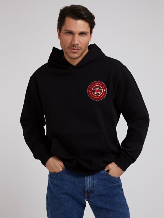 črn Pulover S Kapuco Guess