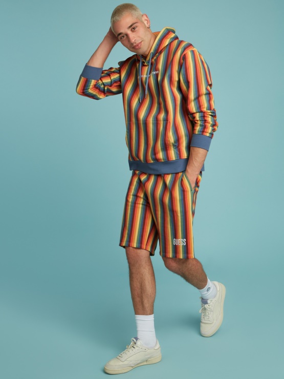 Guess črtaste Kratke Hlače Z Večbarvnim Vzorcem