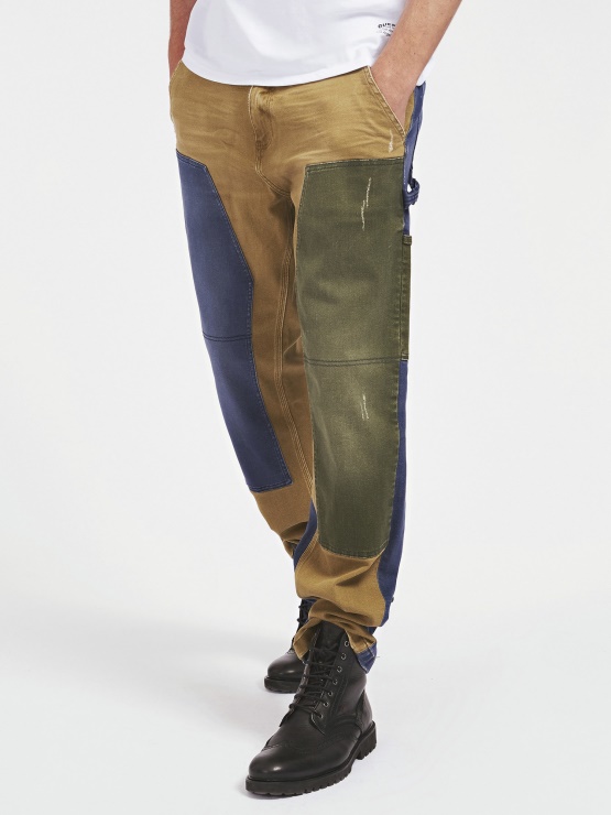 Guess Kontrastna Tkanina Regular Fit Hlače Multi Bež