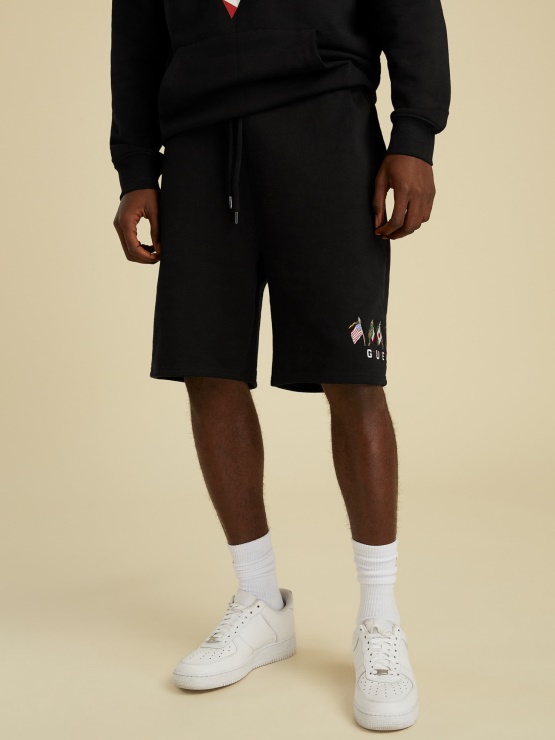 Kratke Hlače Z Vrvico Z Logotipom črne Guess