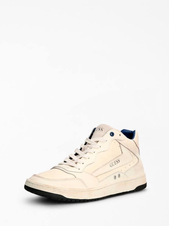 Visoke Superge Pesaro Guess Bela Iz Pravega Usnja