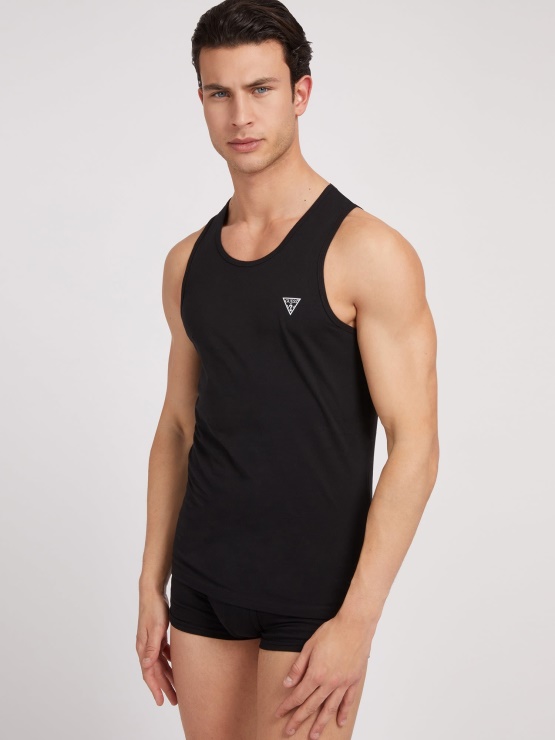 Majica Brez Rokavov S črnim Logotipom In Trikotnikom
