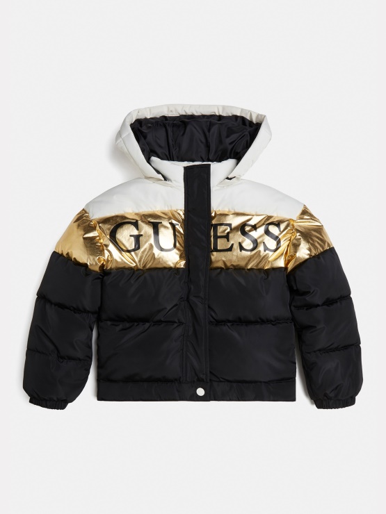 črn Sprednji Logotip Puffer Guess