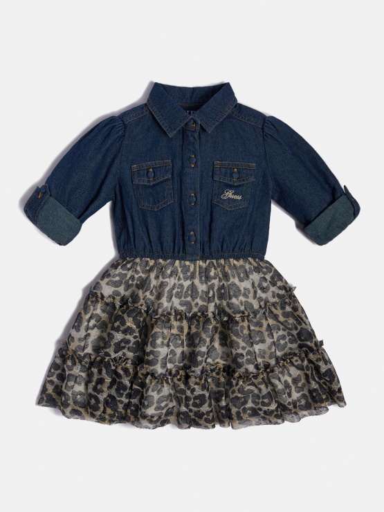 Guess Modra Obleka Z živalskim Potiskom