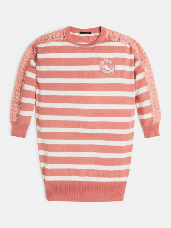 črtasta Obleka Guess Multi Roza