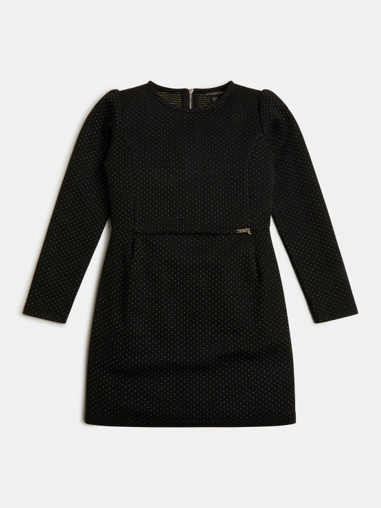 črna Obleka Guess Lurex Jacquard