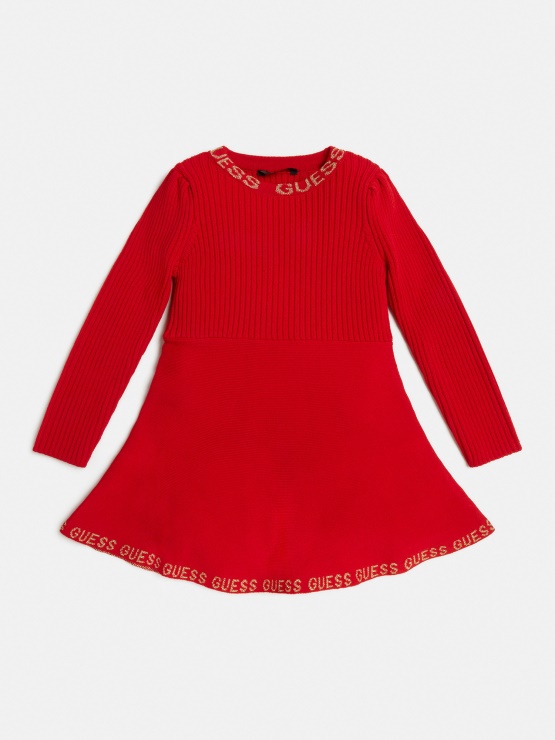 Fit In širok Pulover Obleka Rdeča Guess
