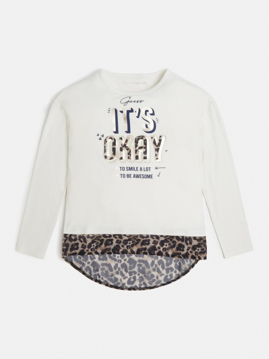 Bela Majica Z živalskim Potiskom Guess