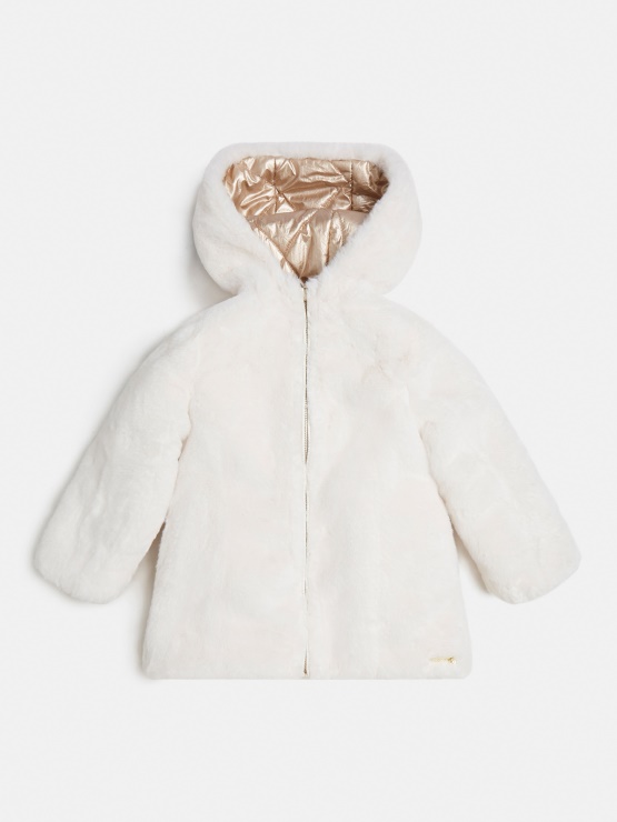 Guess Dvostranska Jakna Iz Umetnega Krzna Zlata