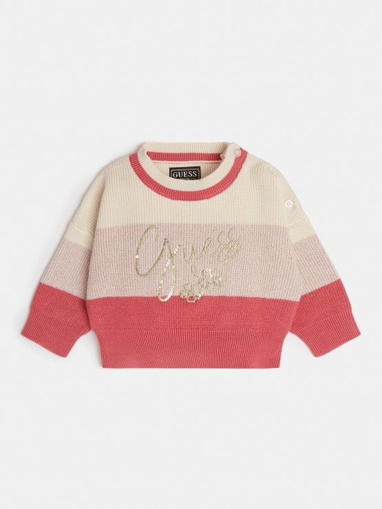 črtast Pulover Multi Roza Guess