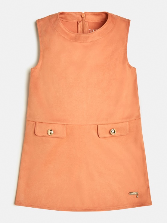 Guess Obleka Iz Umetnega Semiša Oranžna