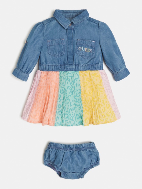 Denim Obleka V Spodnjici Guess Blue Multi