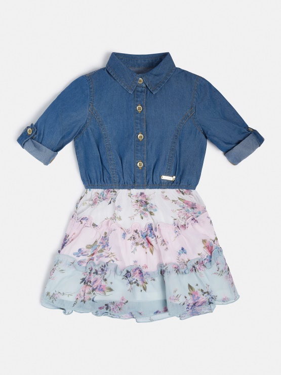 Guess Modra Več Denim Obleka