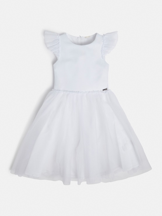 Guess Obleka Z Vstavkom Iz Belega Tila