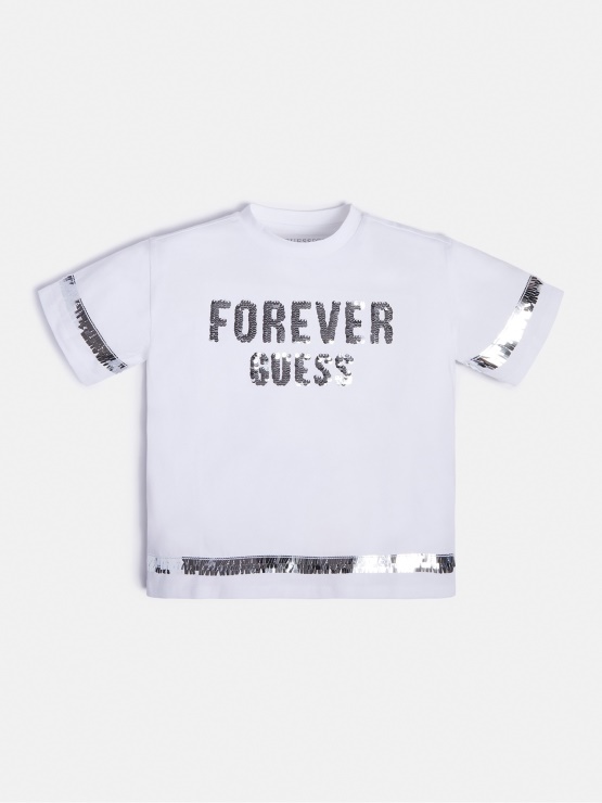 Bela Majica Z Logotipom Guess Spredaj