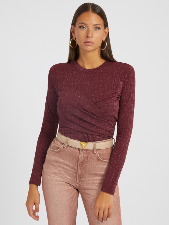 Lurex Detajli Zgornji Del Puloverja Siv Guess