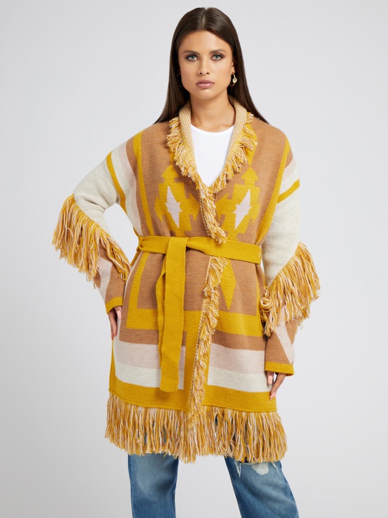 Več Rumena Jopica Guess Z Geometrijskim žakarskim Motivom