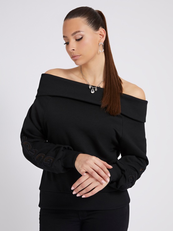 Guess črn Pulover Na Eno Ramo