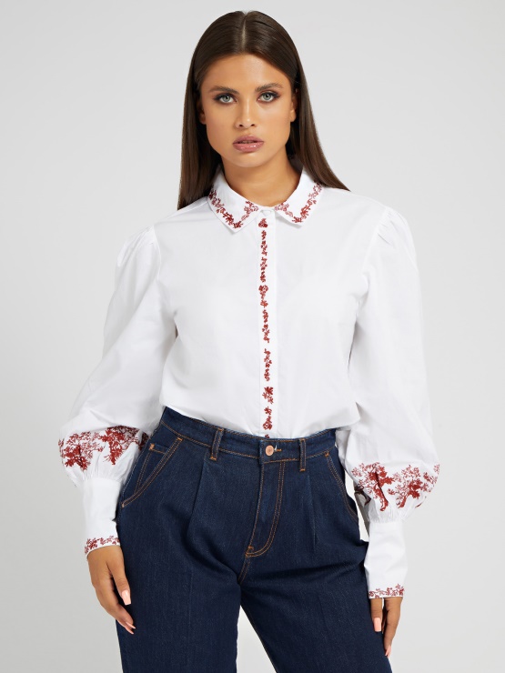 Bela Srajca Guess Z Povezanimi Detajli