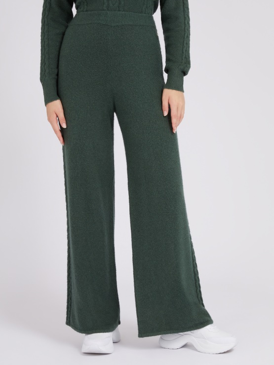 Guess Kabelski Pulover široke Hlače Zelene Barve