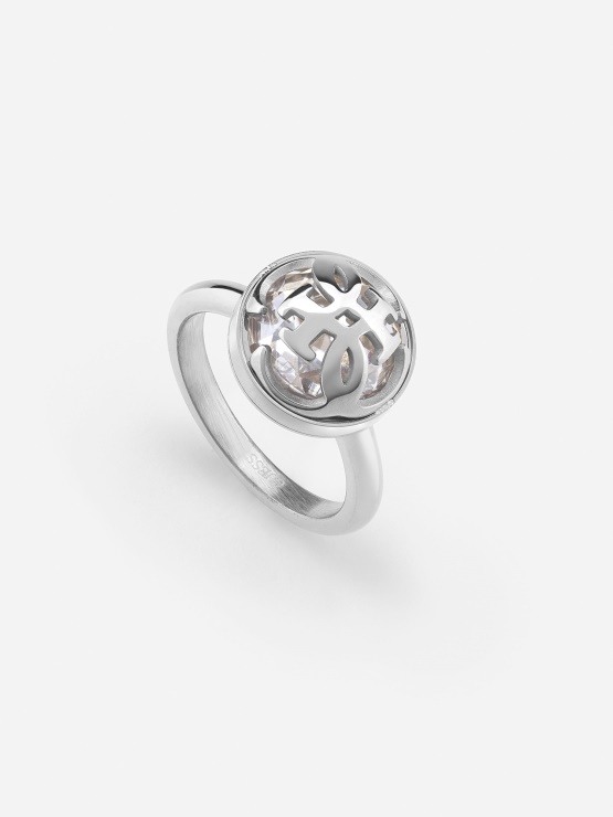 4g Logotip Boule' Prstan Guess Srebrn