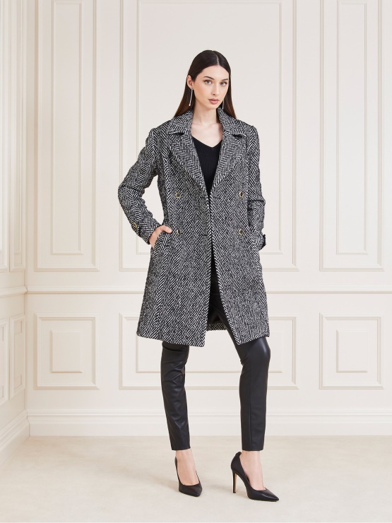 Guess Marciano Plašč Ribja Kost črn Multi