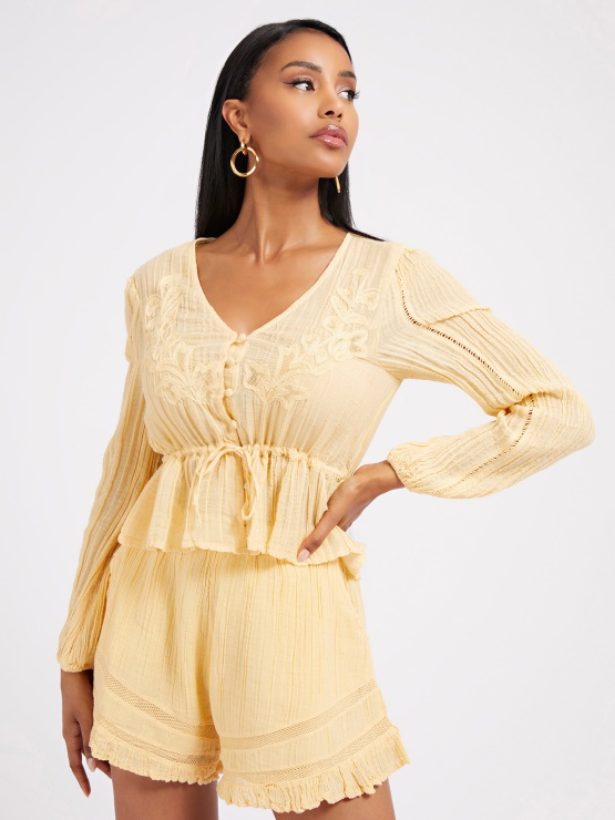 Rumena Plisirana Bluza Guess