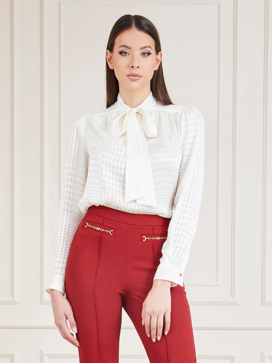 Guess Bela Bluza S Pentljastim Ovratnikom Marciano