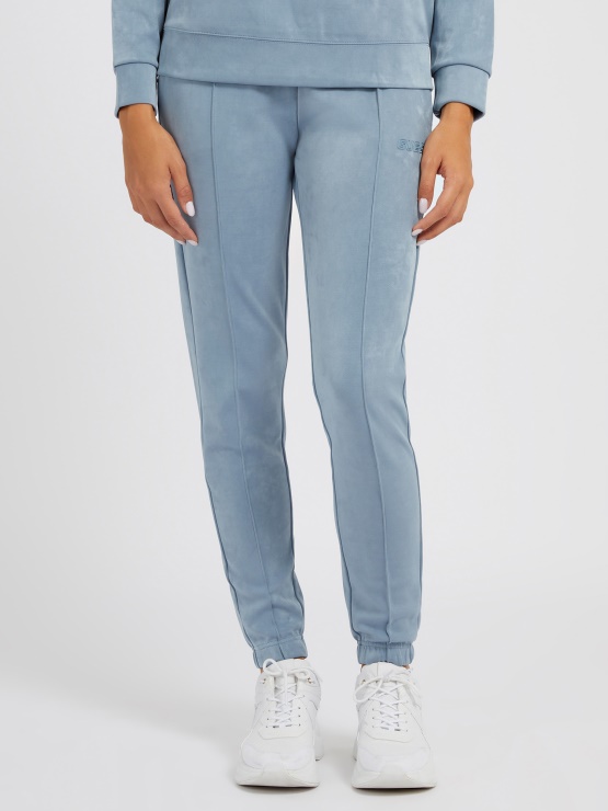 Guess Modre Jogger Hlače Iz Umetnega Semiša