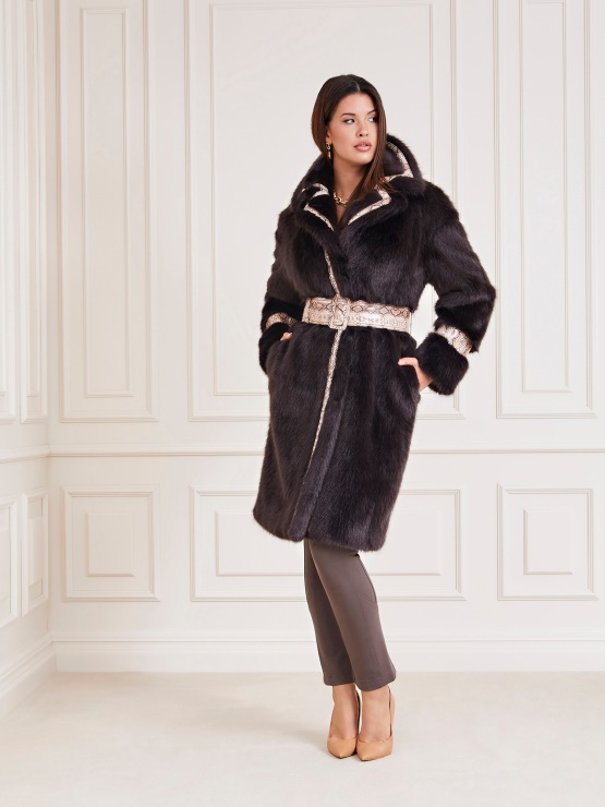 Rjav Guess Plašč Iz Umetnega Krzna Marciano