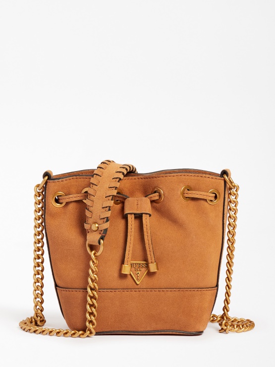 Bež Kaoma Suede Mini Bucket Bag Guess