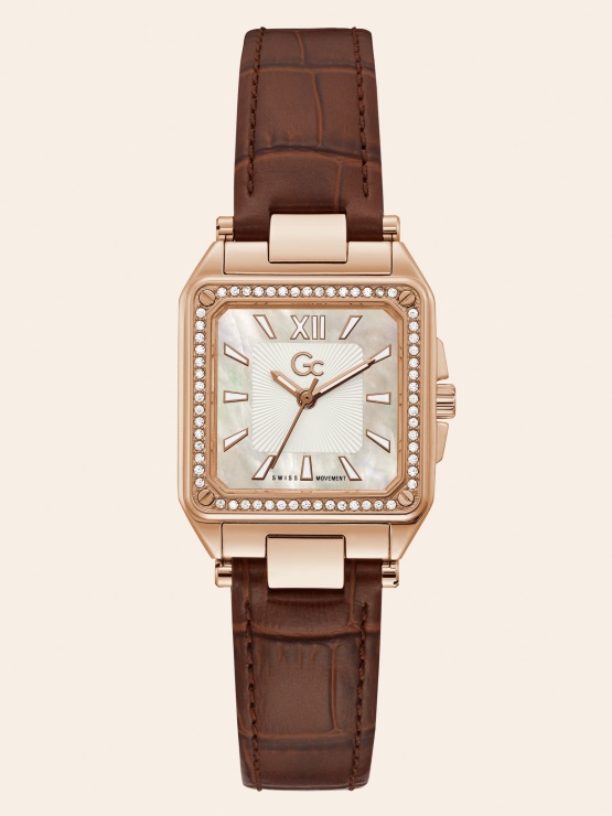 Analogna Ura Iz Pravega Usnja Guess Rose Gold Gc